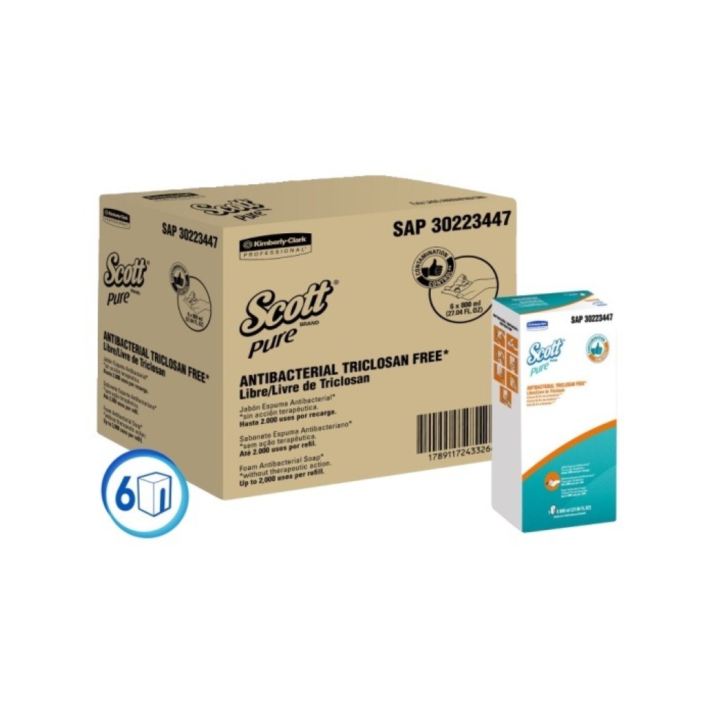 JABON ANTIBACTERIAL EN ESPUMA SCOTT PURE 30223447/30246447 BOL X 800CC