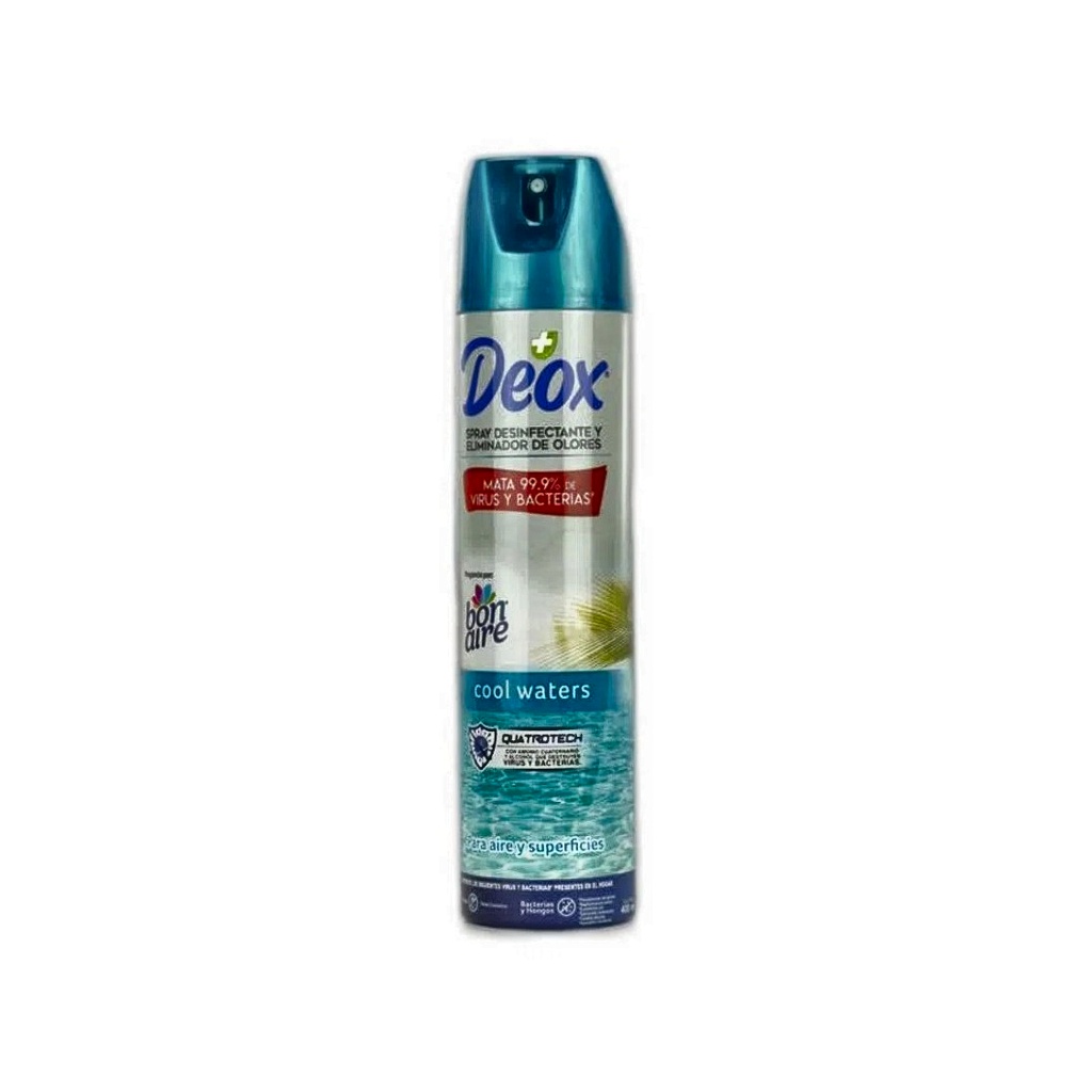 DEOX SPRAY DESINFECTANTE Y ELIMINADOR DE OLOR 400 ML COOL WATERS UNIDAD