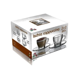 [3180218] ISCHIA CHAPPUCCINO 180 CC ESTUHE X 4PZ ( 2 PLATOS + POCILLOS) CJ X 8 UND